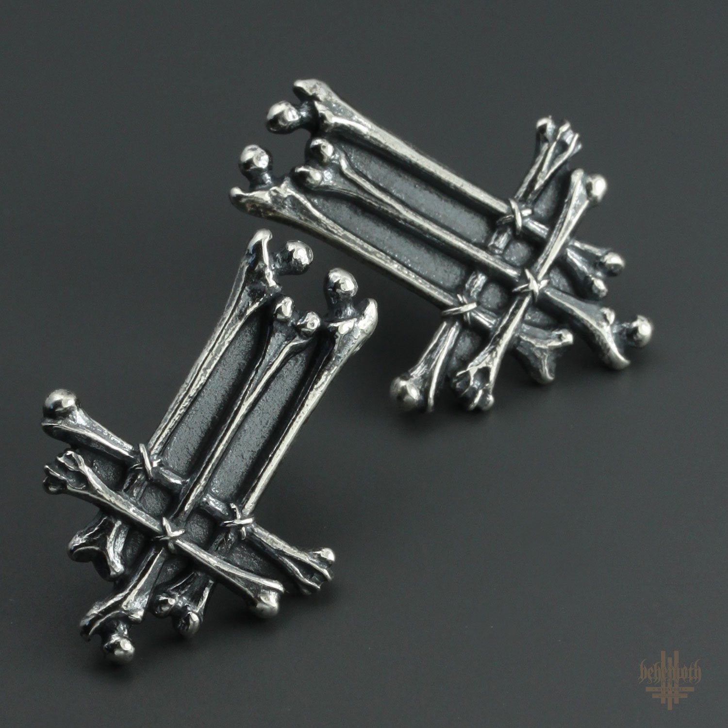 'Trivmviratvs' Behemoth sterling silver earrings (a pair)