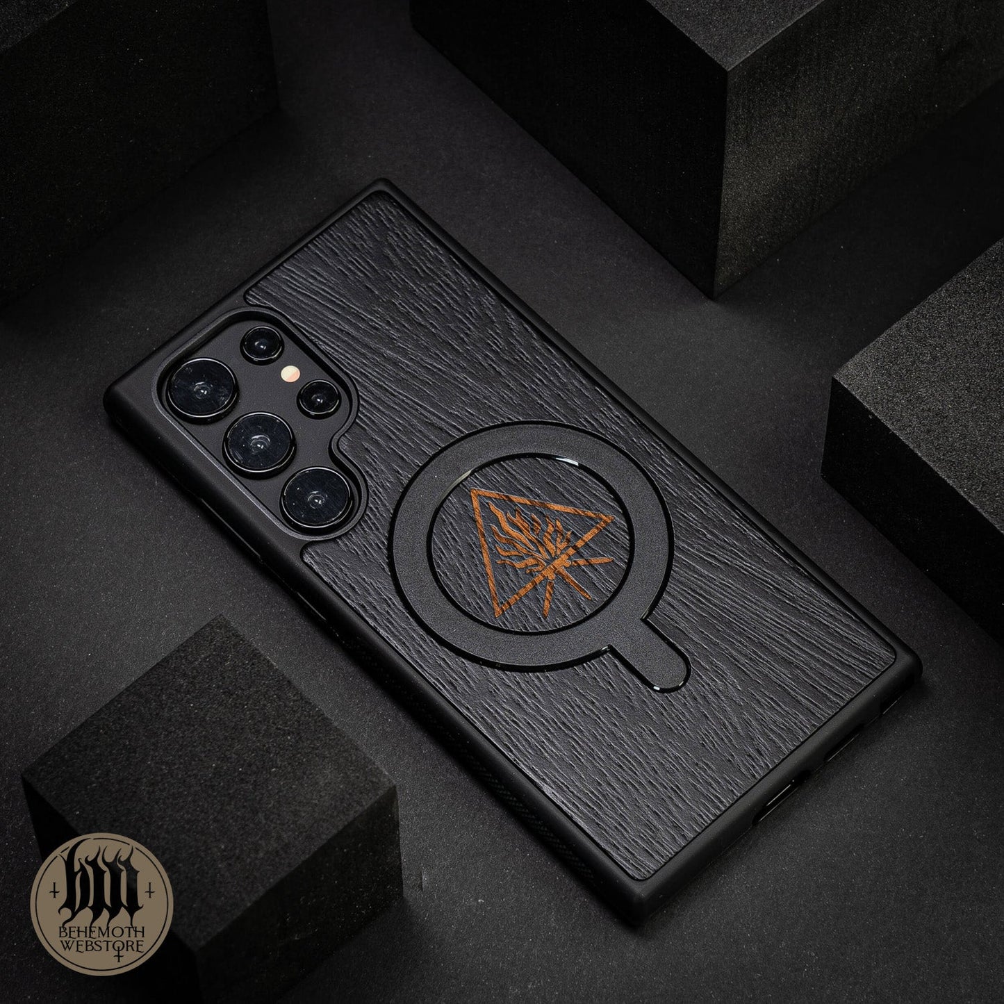 Behemoth 'The Unholy Trinity' Black Wooden MagSafe Phone Case