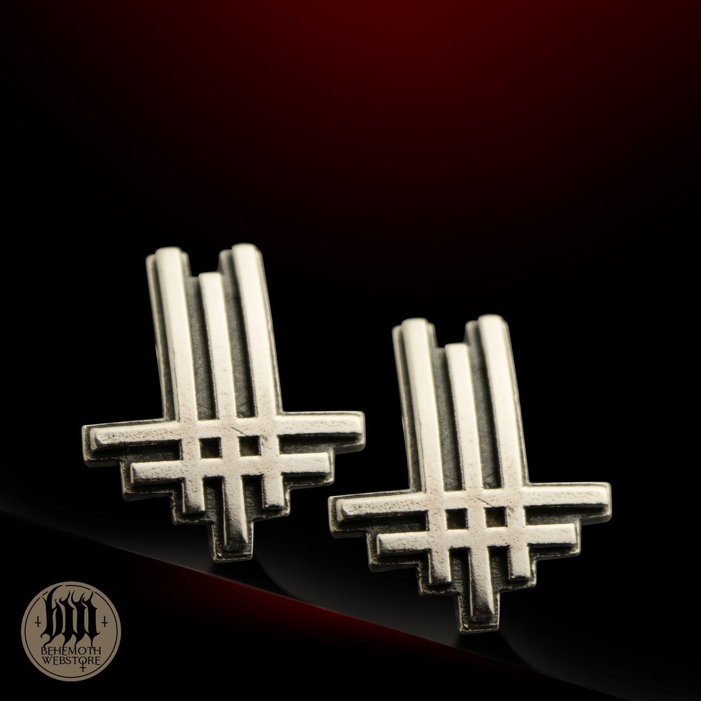 Behemoth 'Trivmviratvs' sterling silver stud earrings