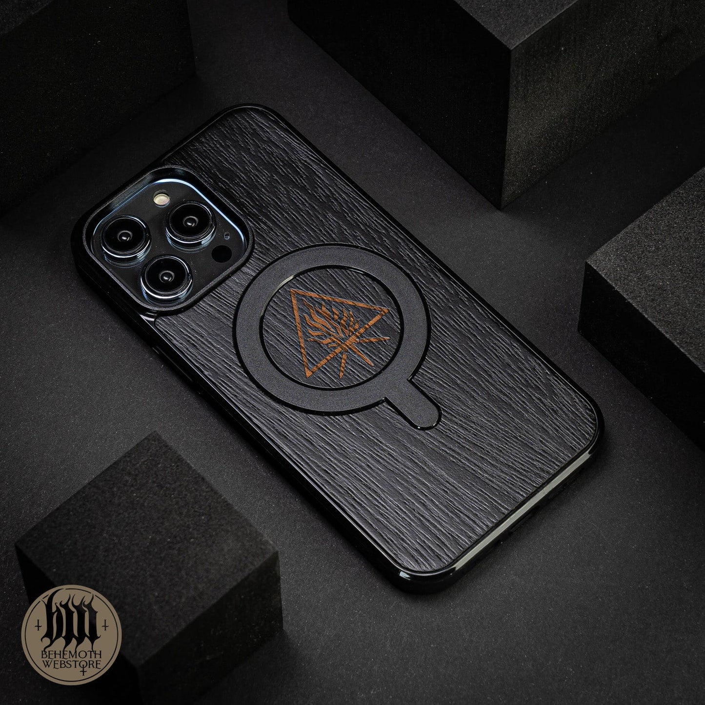 Behemoth 'The Unholy Trinity' Black Wooden MagSafe Phone Case